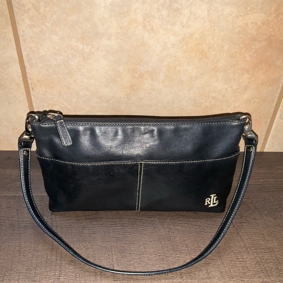 Ralph Lauren Baguette vintage 90s Black Leather Shoulder Bag Clutch - Picture 8 of 8